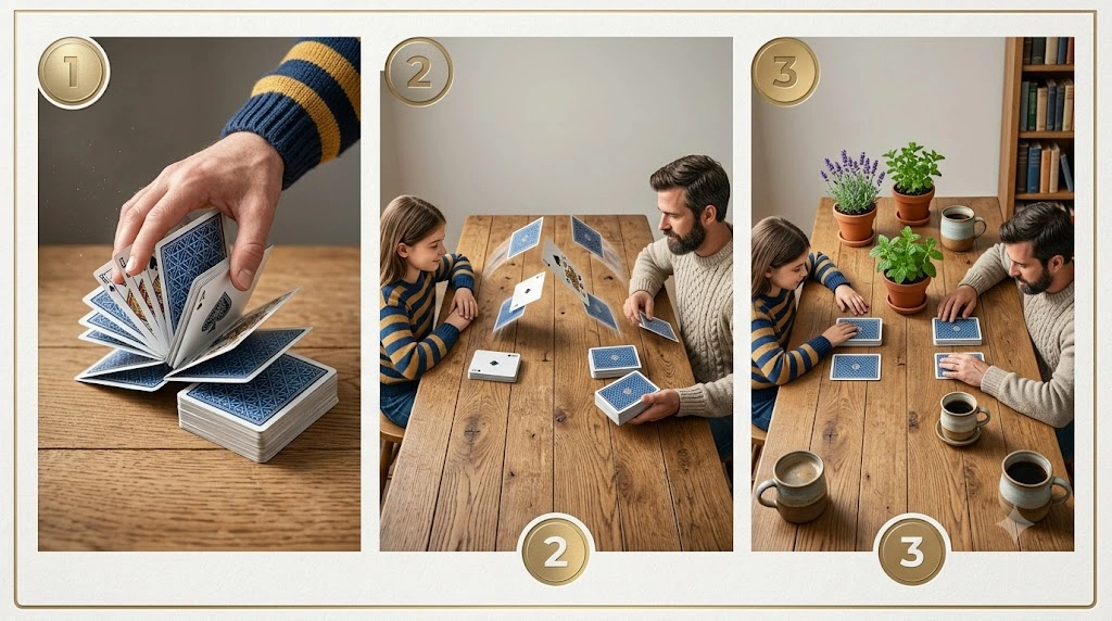 Step-by-step setup of the War card game.